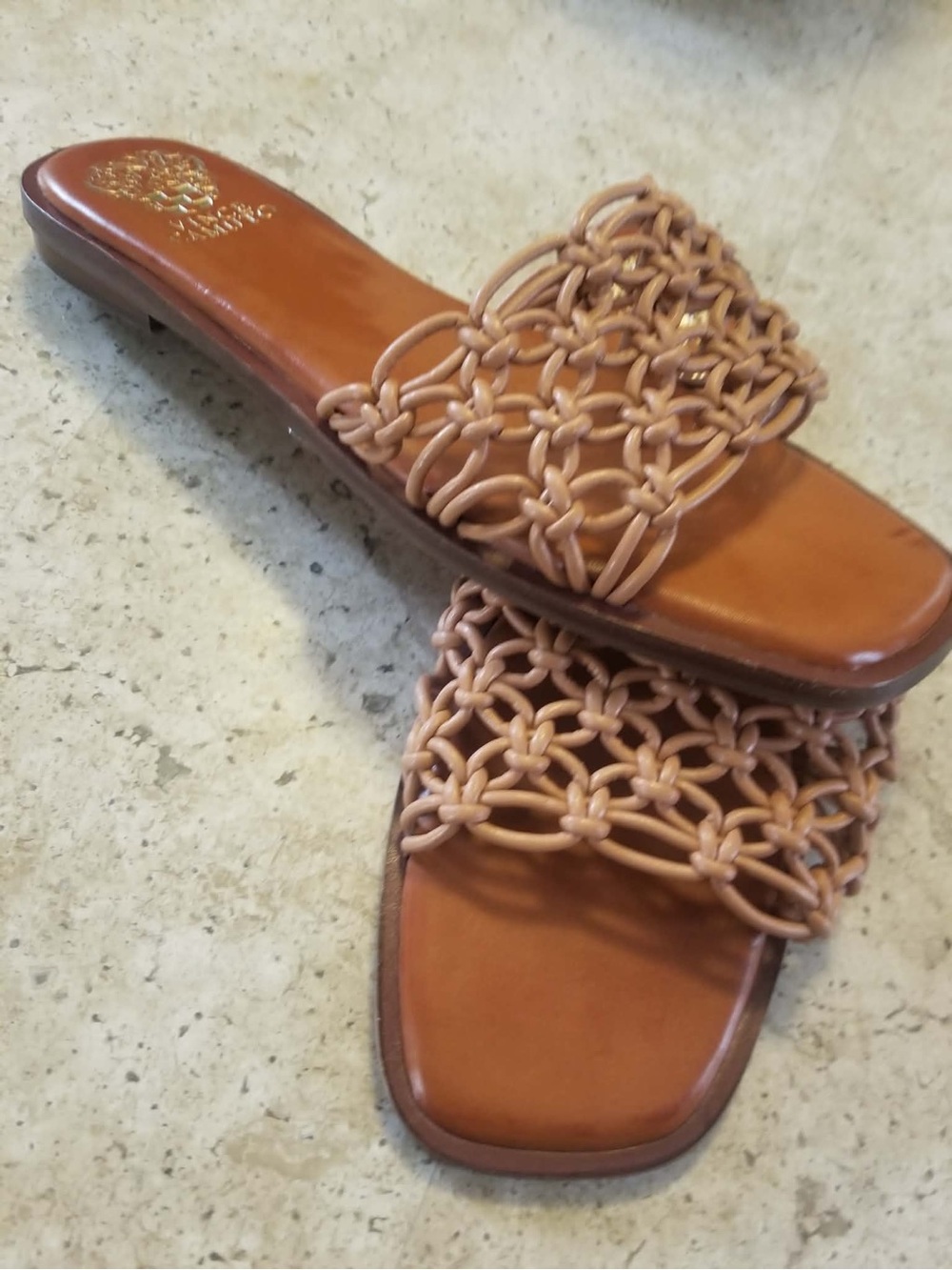 Vince Camuto Tan Braided Slide Sandals